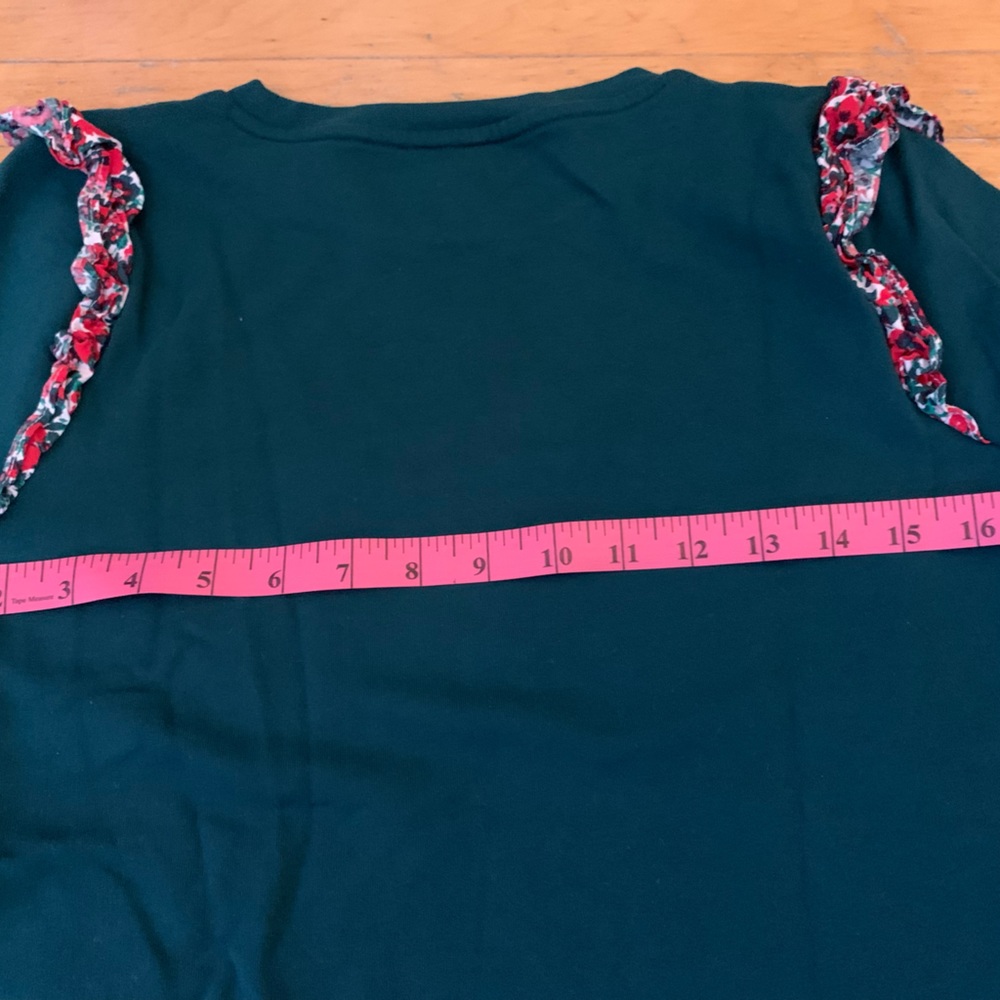J. Crew Teal Ruffle-Shoulder Sweater - Picture 6 of 7